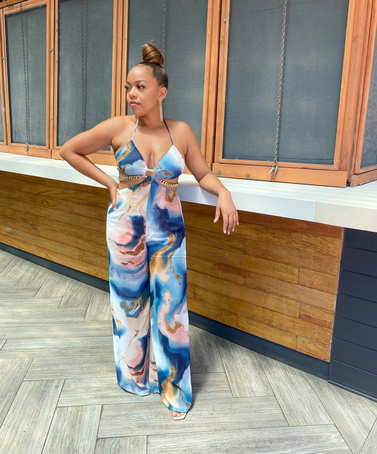 Blue and Gold Marble Jumpsuit